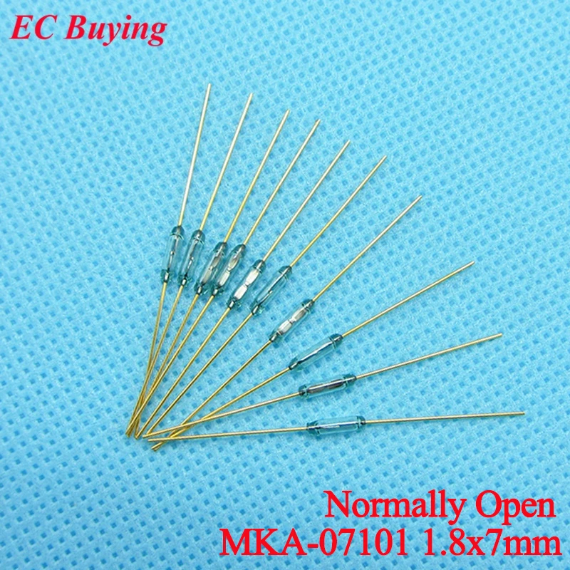 50pcs/1pc Reed Switch 1.8*7mm 1.8x7mm Magnetic Control Switch Green Glass Switches Normally Open NO Contact For Sensors