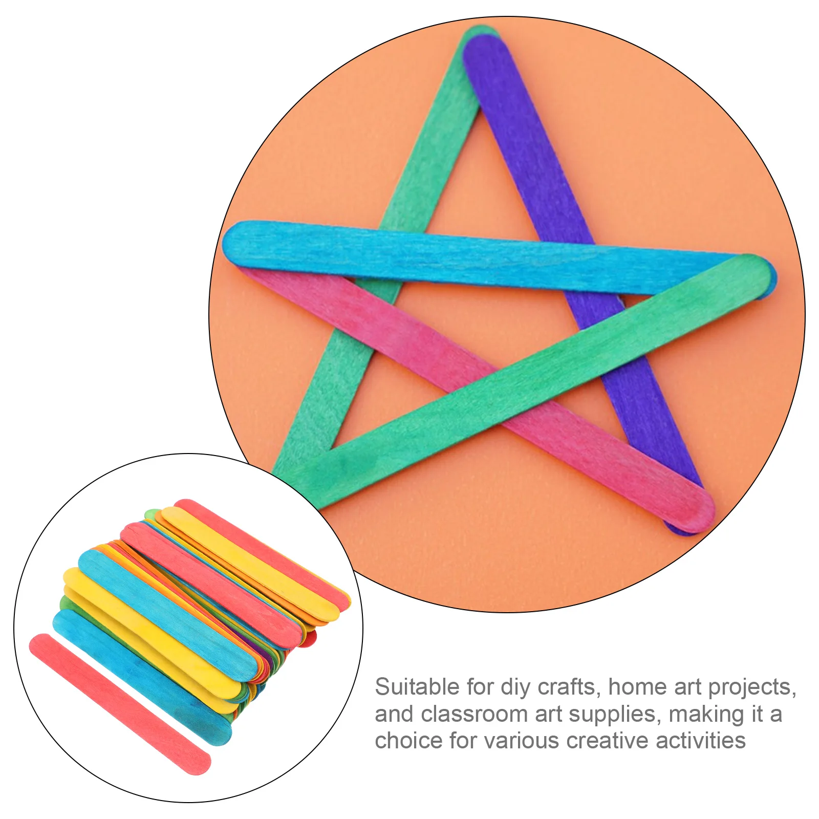 

50pcs Colorful Craft Jumbo Popsicle Sticks For Kids Diy Art Projects Wooden Craft Supplies Large Ice Cream Sticks Classroom Home