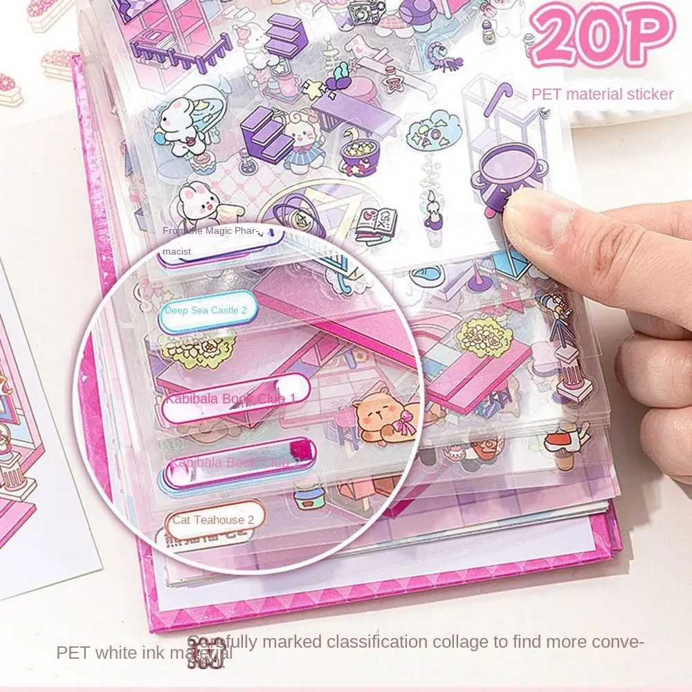 

10 in 1 Landscape Sticker Book Capybara Cartoon 3D Stickers Scene Set Free Combination Cute Cabin Scene Decorative Decals