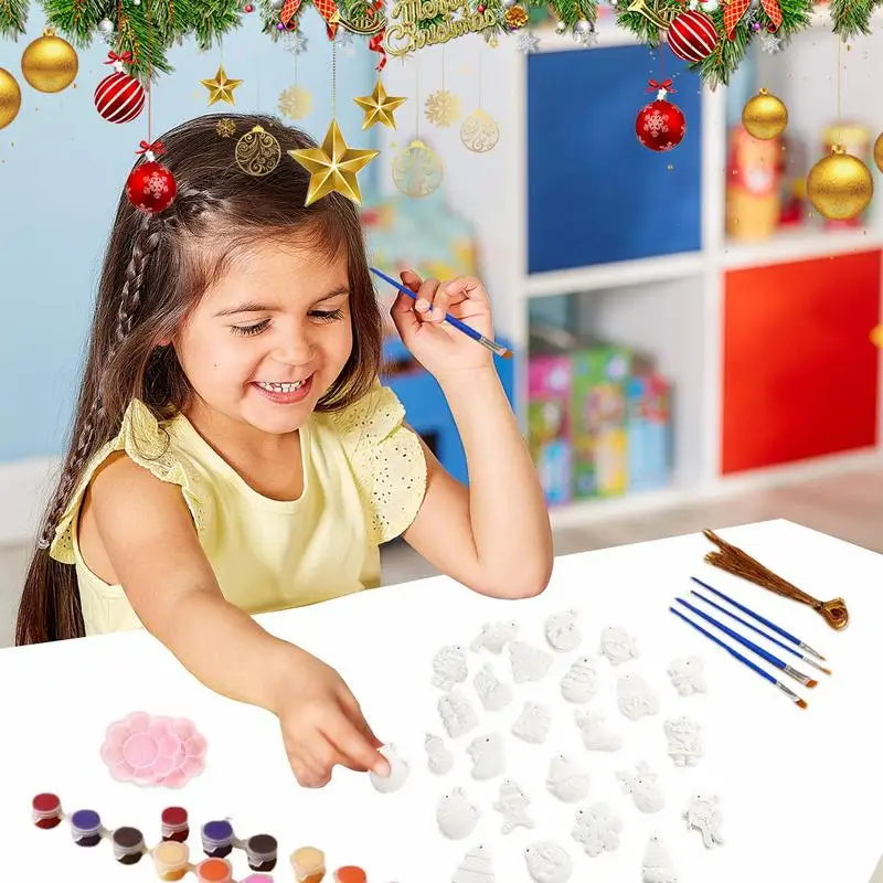 Plaster Painting Set Christmas Gypsum Painting Kids Arts And Crafts Painting Kit Creative Activity Toys For Boys Girls Adults