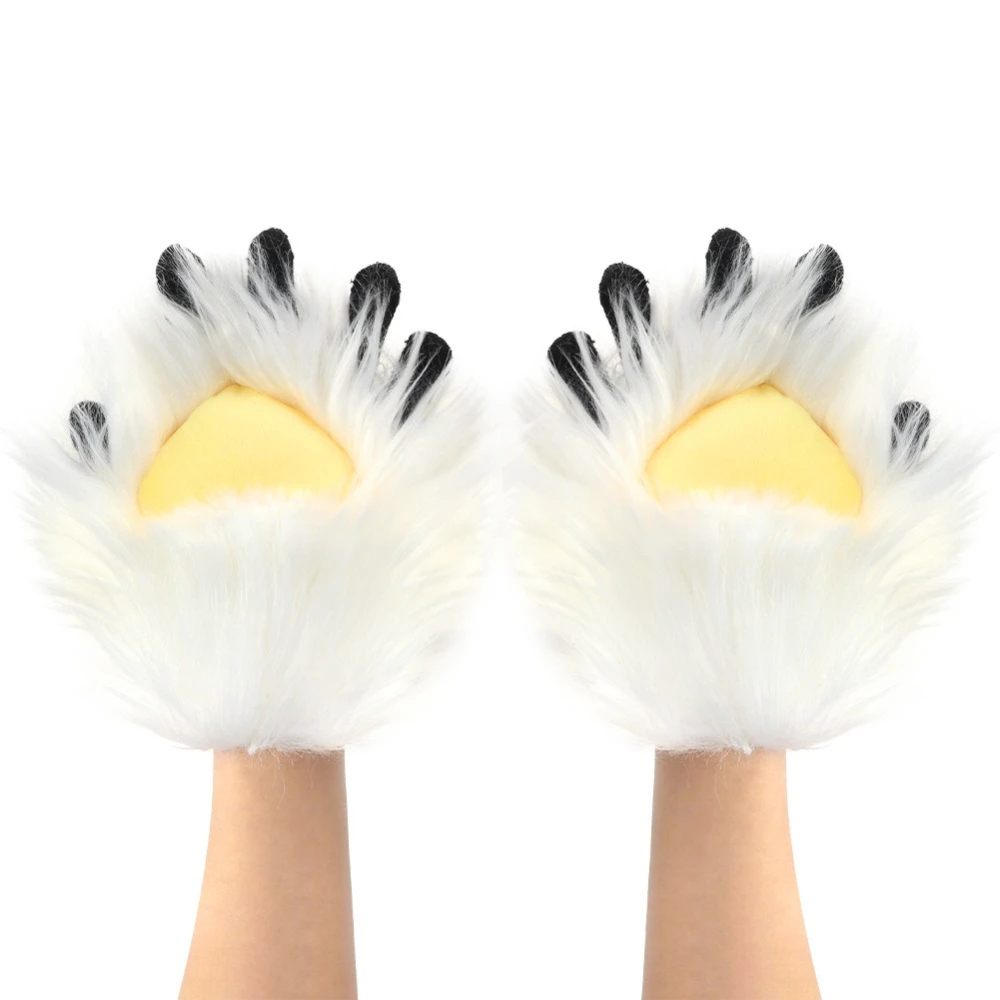 Guanti con artiglio mezze dita di Halloween Kig Guanti pelosi per ragazza gatto Accessori cosplay Peluche Animali Tigre Costumi Comico
