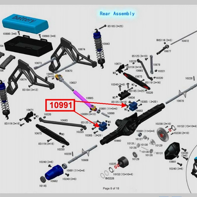 2 PCS Rc รถอะไหล่ 10991 โช๊คอัพวงเล็บยึดที่นั่งสําหรับ 1/10 VRX Racing RH1043/1045 Rc รถ