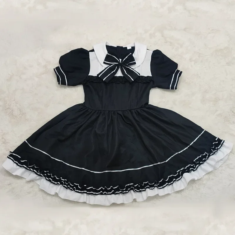 Cosplay Kostüme Schwarze Maid Niedliche Schleife Knoten Anime Gothic Lolita Plus Size Japanisches Kawaii Partykleid Schwarz Weiß Kaffee Kellnerin