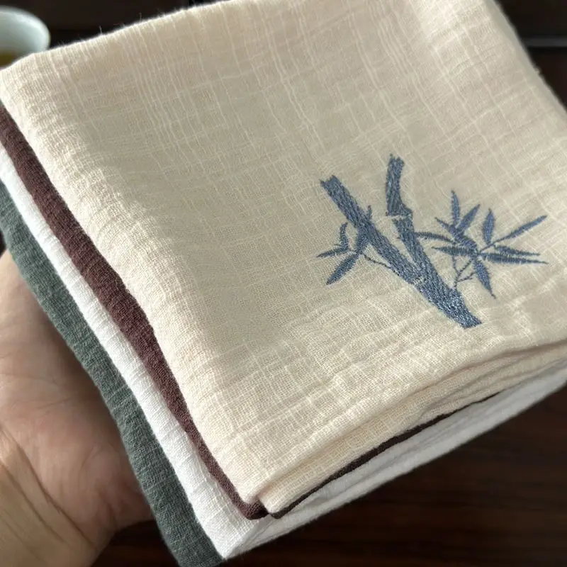 Thickened Absorbent Tea Set Tea Cloth Pure Cotton Tea Towel Household High-end Double-layer Tea Table Teapot Plain Color Towel