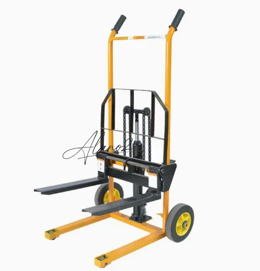 Mini 200kg load-bearing forklift, portable manual handling stacker, light and small househol lift truck, hydraulic unloading