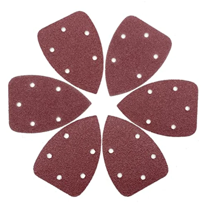 50pcs/set Detail Sander Sandpaper Mouse Sanding Pads 5 Holes Hook and Loop Sanding Sheets for 140mm Mouse Palm Detail Sanders