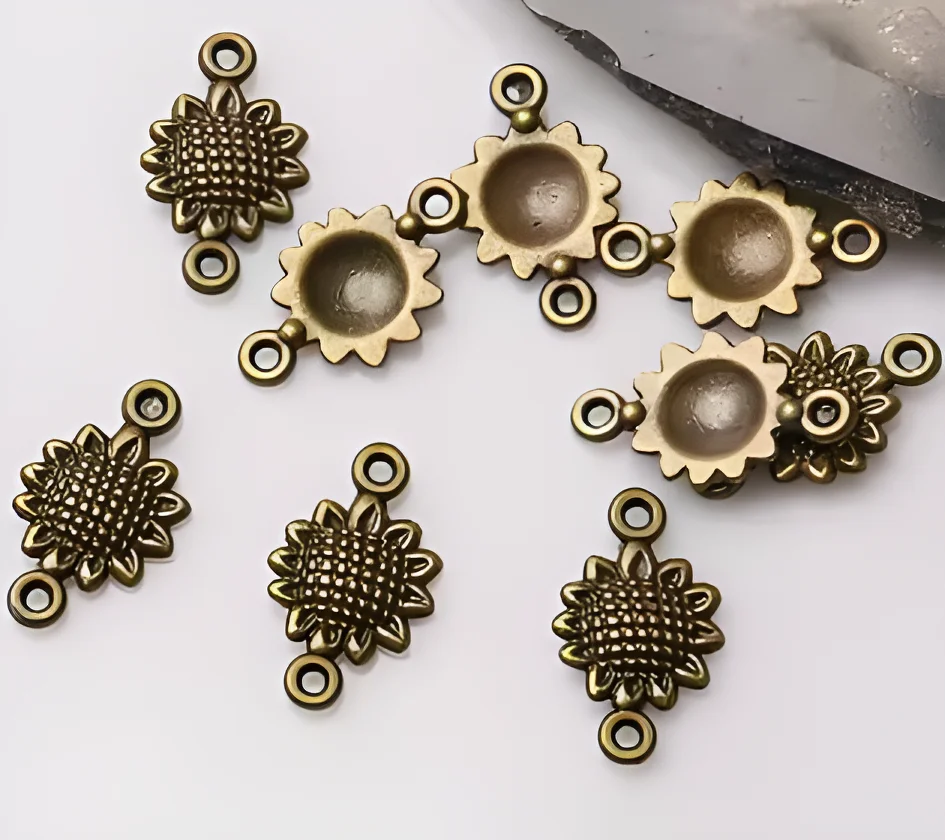 

30pcs 10mm Alloy matel antiqued bronze sunflower connectors HWEF3411 for jewelry making accessories