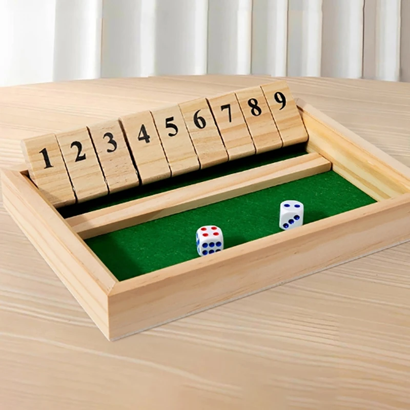 1 Set Wooden Flaps & Dices Game Single Players Pub Bar Party Supplies Shut The Box Dice Board Game For Kids And Adults