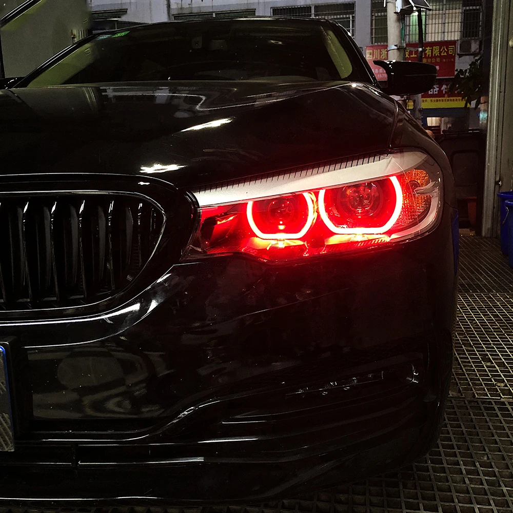Ice Blue /Red /Blue /Yellow LED Headlight Angel Eye DRL Boards 63117214934 For 2017-20 BMW 5 Series G30 G31 F90 M5 530I M540IX view 5