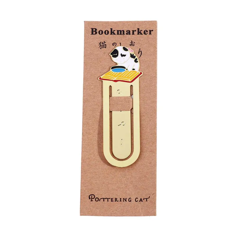 School Cute Animals Paper Cilp Japanese Cartoon Metal Bookmark Bookmark Kittens Book Mark Cat Bookmark