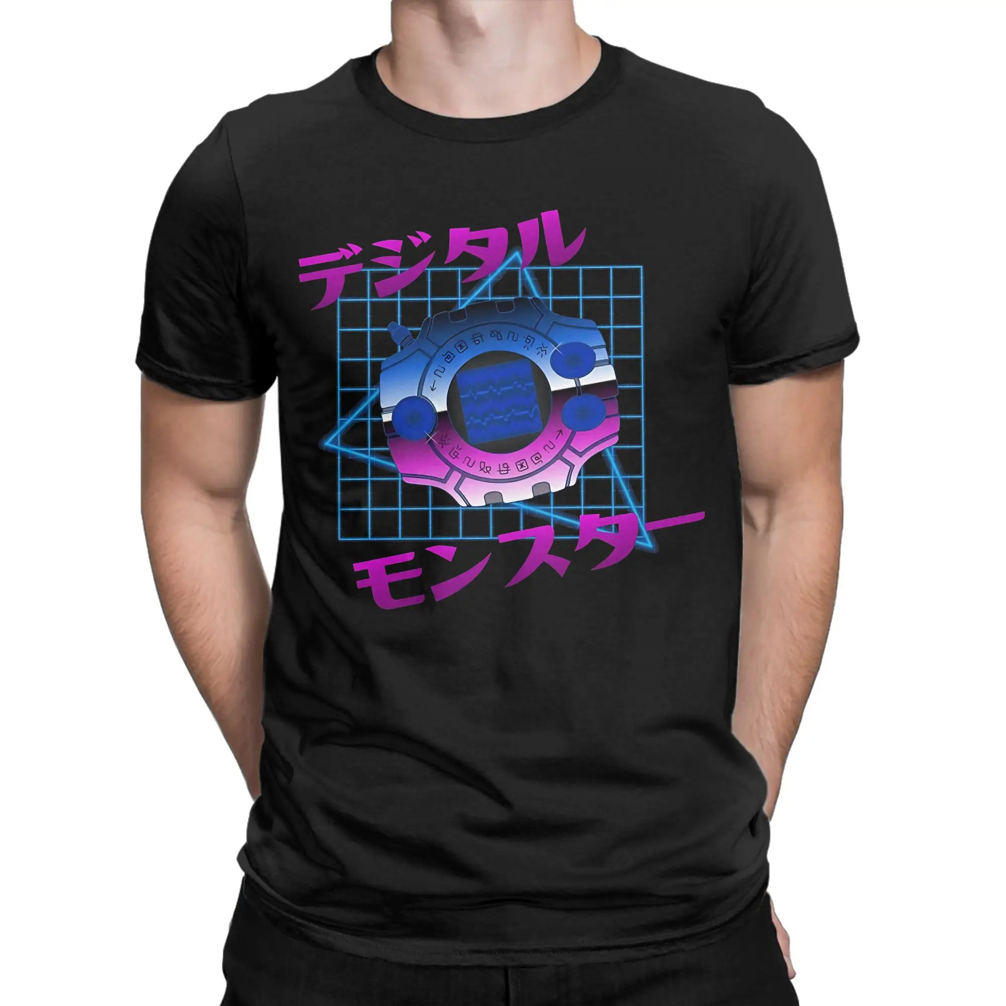 80s Digivice Graphic 100% Cotton T-Shirt D-Digimon Tees Tops For Men