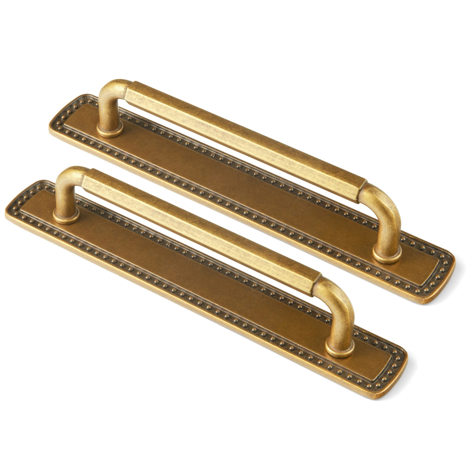 

Goo-Ki Antique Brass Cabinet Pulls with Backplate Kitchen Drawer Pulls Cabinet Handles with Base Plate Zinc Alloy Hardware