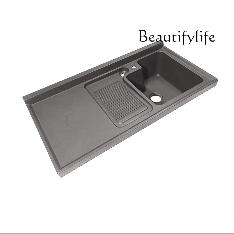 Rock countertop integrated laundry basin with rubbing board corner cutting customization