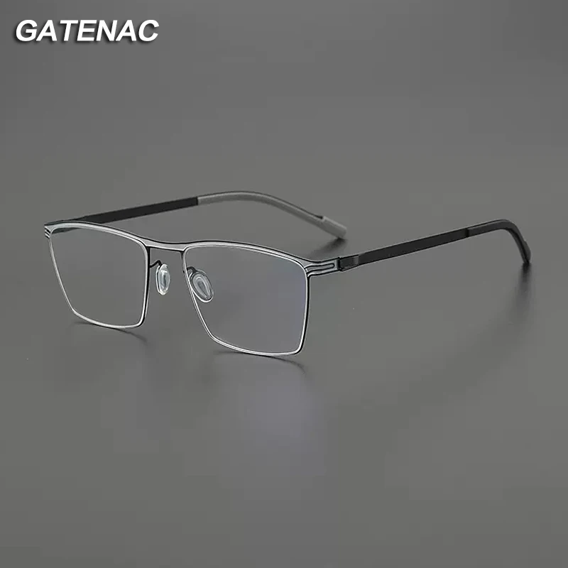 

Gatenac Vintage Titanium Glasses Frame For Men Square Myopia Prescription Eyeglasses Frame Women Designer Luxury Brand Eyewear