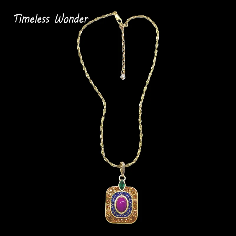 

Timeless Wonder Retro Zircon Geo Charm Chains Necklace for Women Designer Jewelry Runway Trendy Vintage Sweet Gift 4523