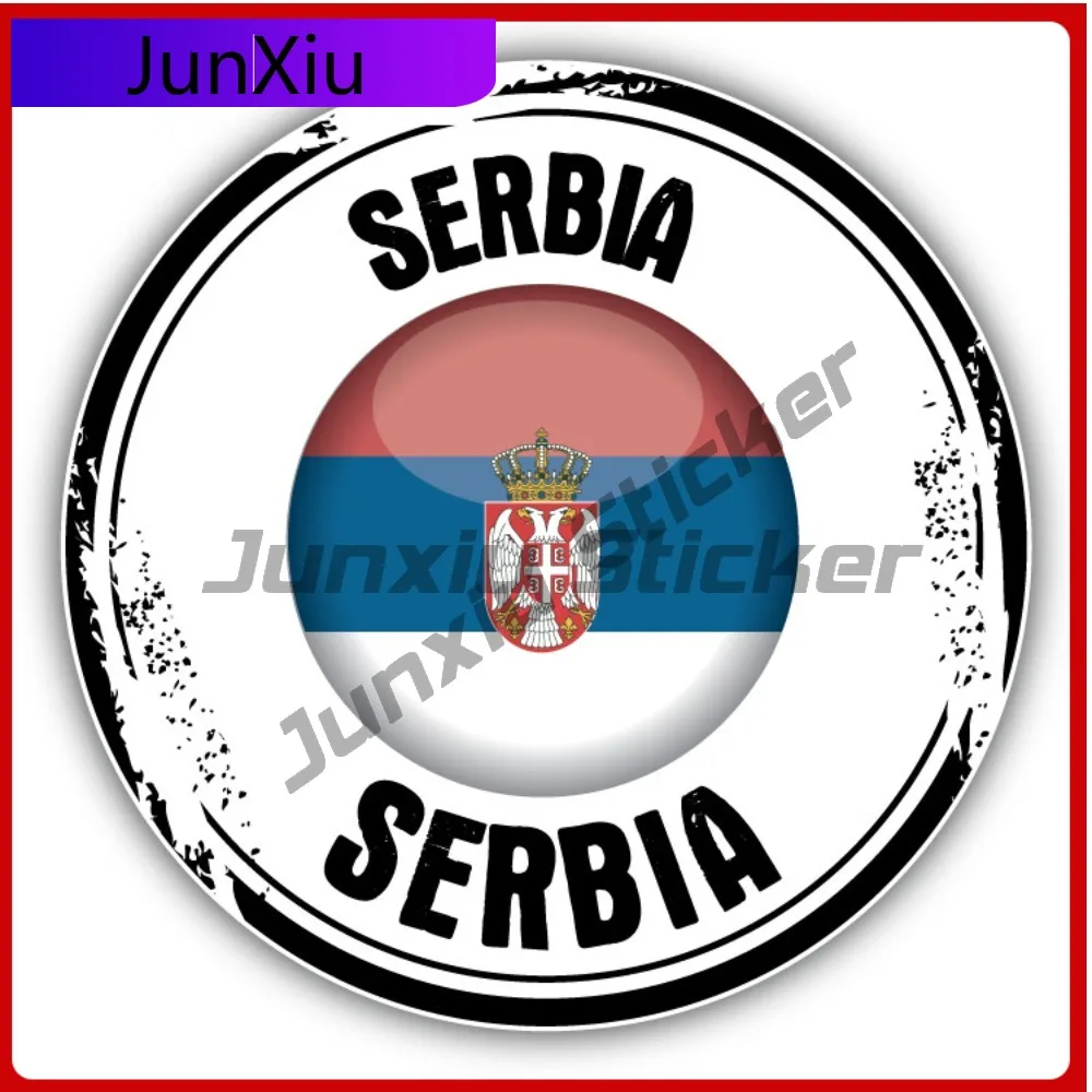 

Serbia Glossy Flag Grunge Stamp Car Decal Bumper Stickers Anime Style Wall Use For Door Panel Decorati Vehicle Exterior Decor
