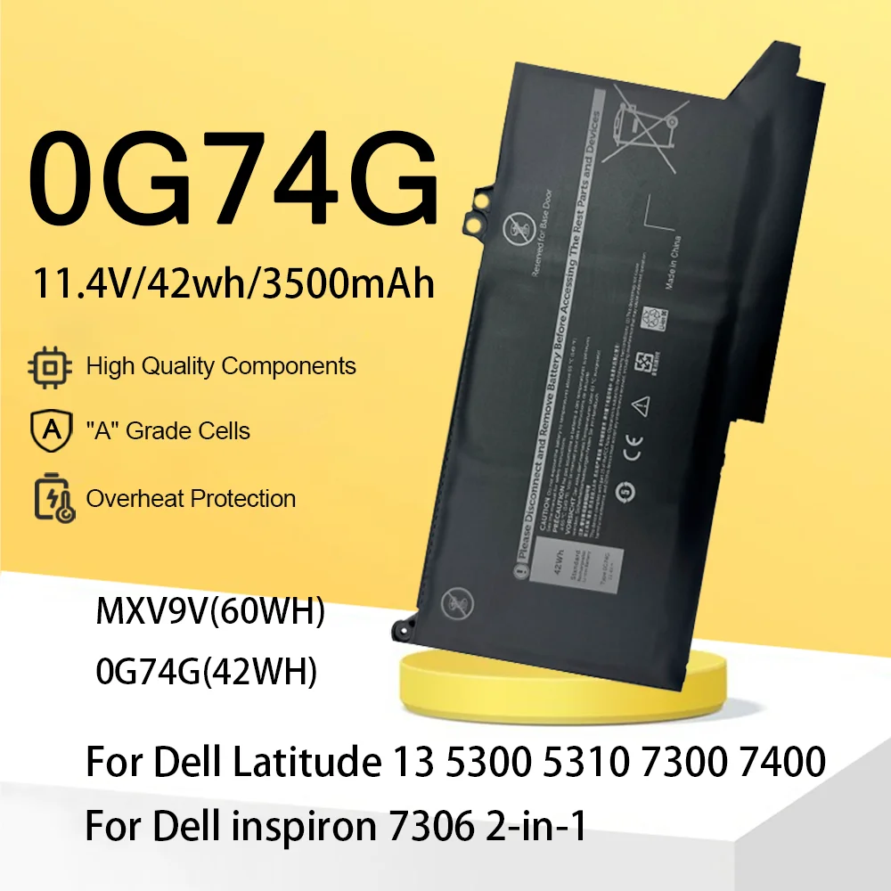 

0G74G MXV9V Аккумулятор для ноутбука DELL Latitude 5300 5310 7300 7400 серии ноутбуков OG74G 02PFPW 11,4 В 42 Втч