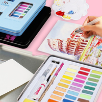 Solid Gouache Pigment Set Iron Box 36/48 Colors Art Students Professional Watercolor Painting Powder Art Stationery Supplies