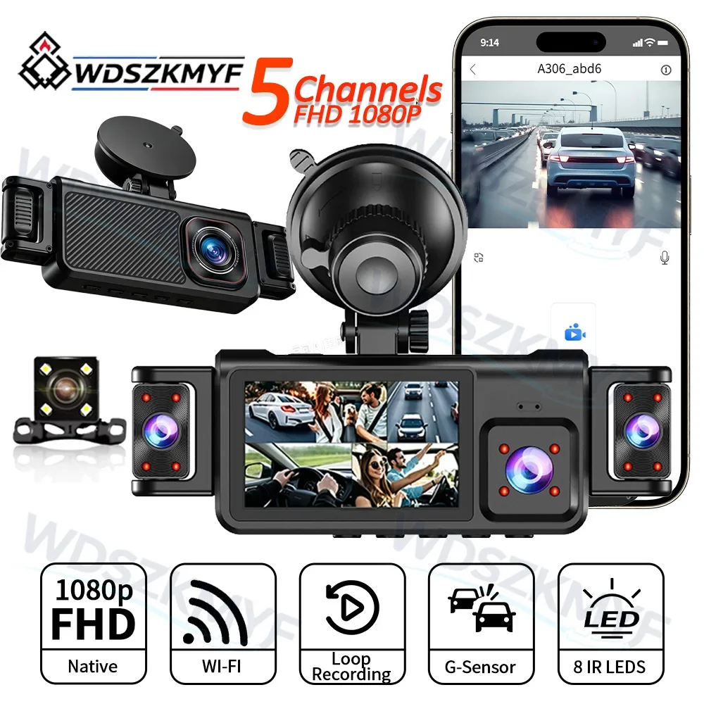 5CH 360 Degree Car Dvr 1080P Video Recorder WiFi APP Dashcam 24h Parking Monitor Front and Rear View Camera Car Recorder