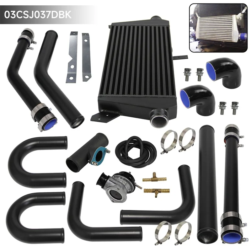 

Bar&Plate Intercooler 460x240x50mm Universal + 8PCS 2"51mm Aluminum Piping Hose BOV Clamps Kit DIY Black/Blue For audi tt mk1
