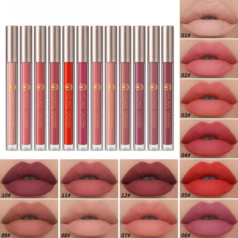 6 PCS Matte Liquid Lipstick Set Make-up Waterproof Long Lasting Cosmetics Korean Makeup Matte Lipstick  Non-sticky Lip Gloss