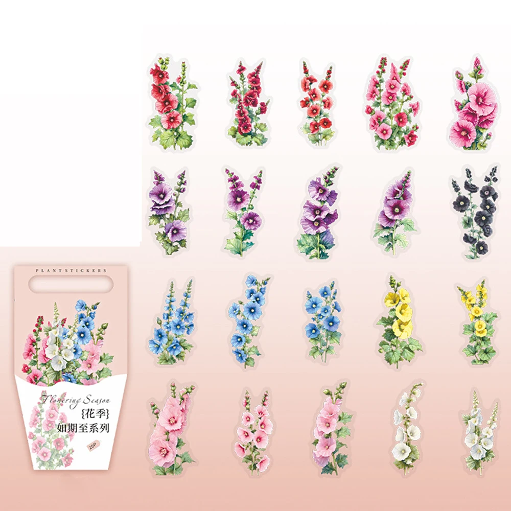 20 Pcs/pack Colorful Flowers Waterproof Decorative Stickers