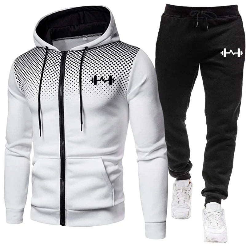

2026 New Arrival Men's Set Hoodie + Sweatpants Autumn Winter Daily Casual Sporty Jogging Suit Zipper Male Sweatshirt Outfit