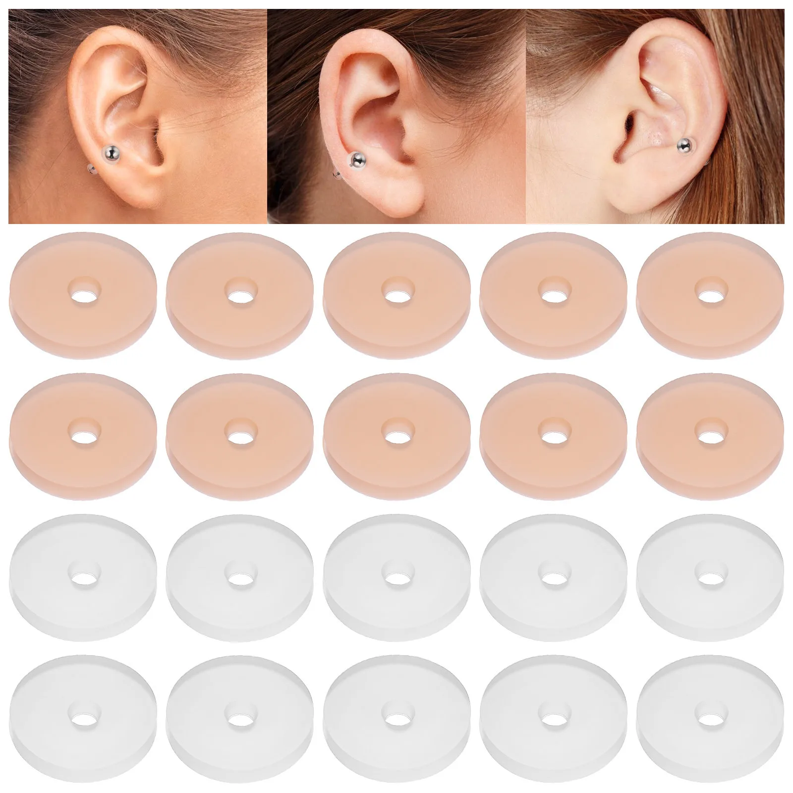 20 قطعة القرط سيليكون ظهورهم سدادة الأذن ترصيع منصات الأذن ترصيع ظهورهم منصات سيليكون ثقب القرص ثقب القرص #2