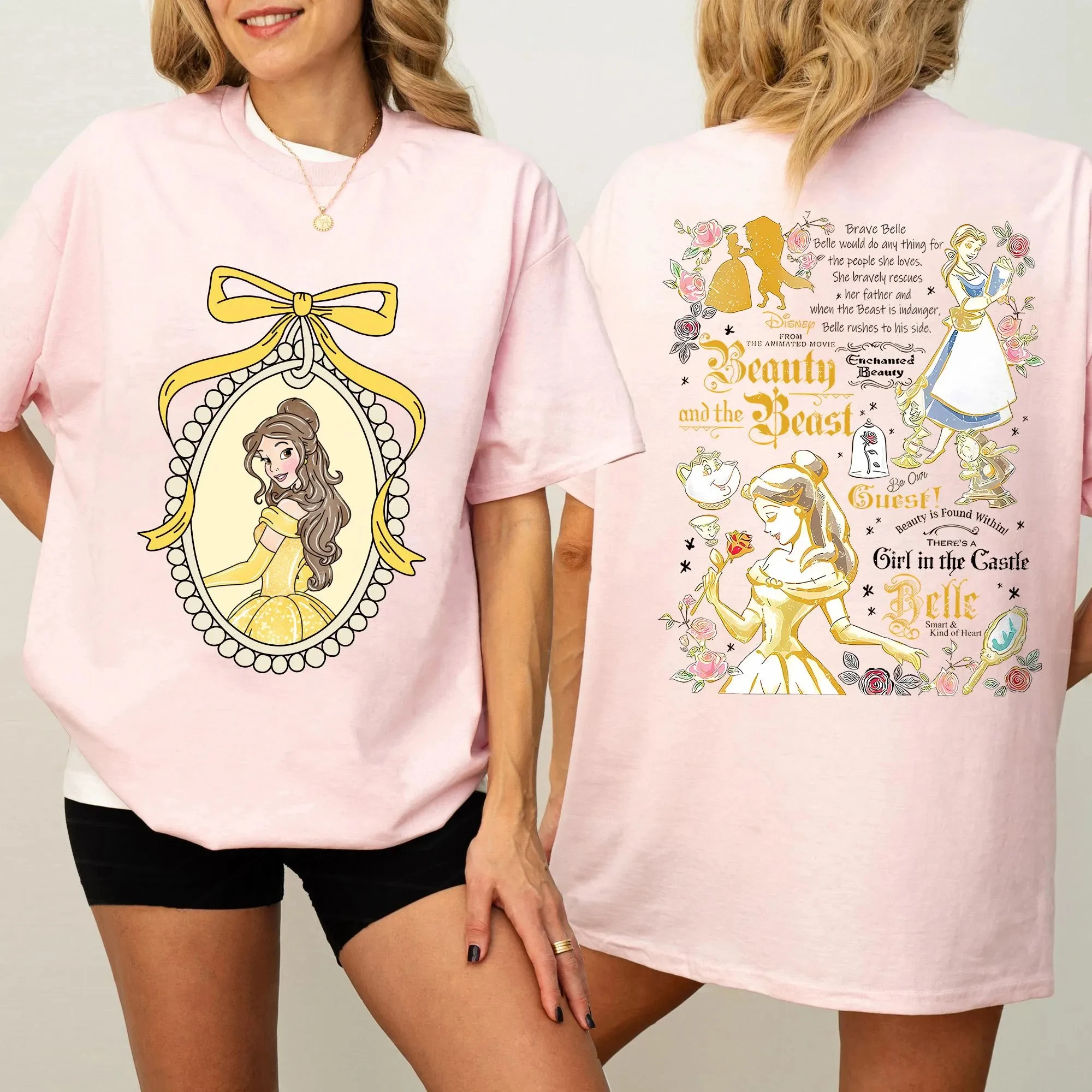 Camiseta Retro Disney Belle Comfort Faben Prince de Disney para mujer, novedad de verano Y2K, vestido Extra grande para parejas para hombres y mujeres