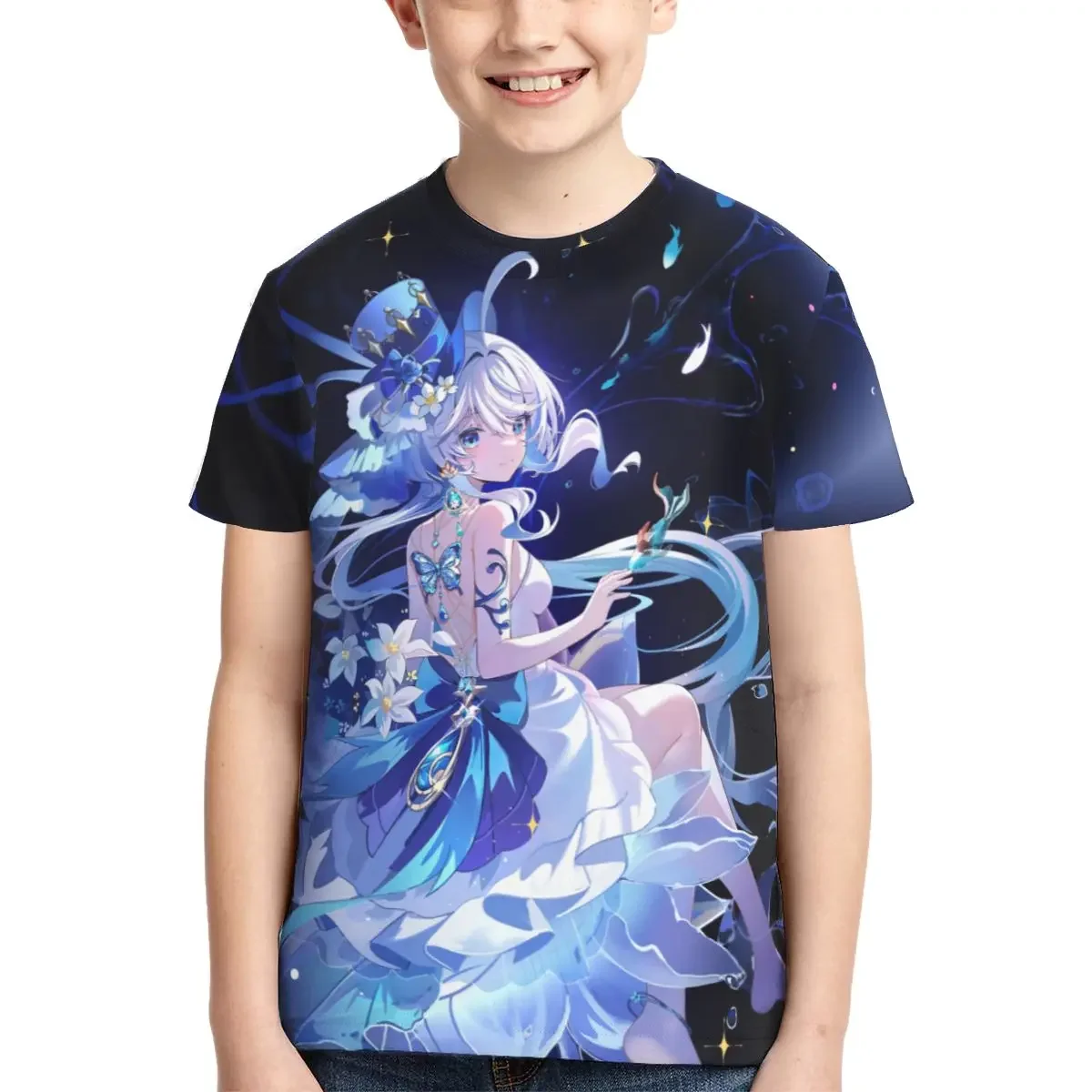 Anime Genshin Impact Arlecchino T Shirt - Short Sleeve Crew Neck Soft Fitted Tee Shirts for Teen Girl & Boy