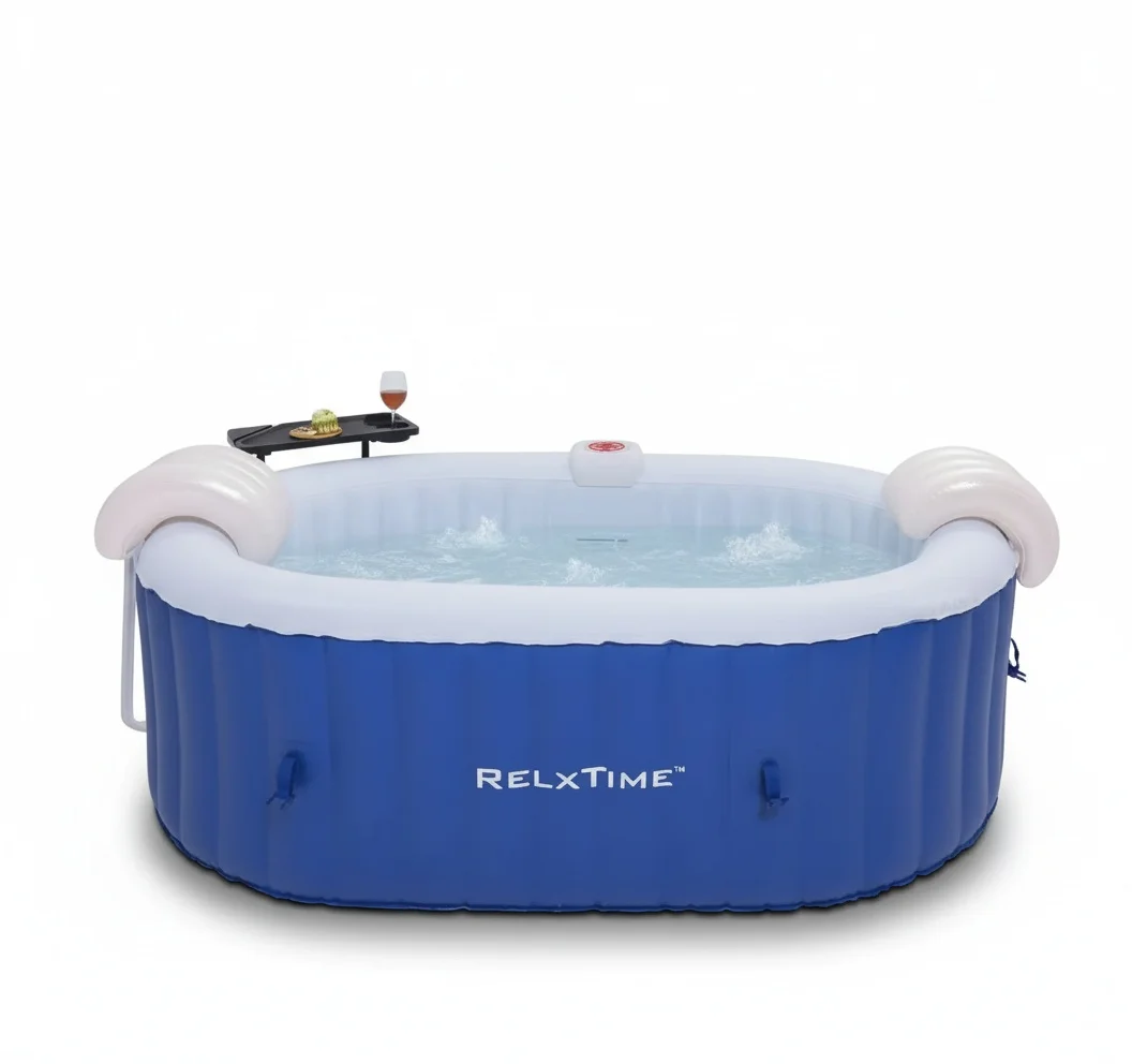 Inflatable Hot Tub, 158 Gal/600L 2-Person Portable Spa Tub, Laminated PVC 57x57x25 Inch Oval Swimming Pool Spa, Family Spa Tub