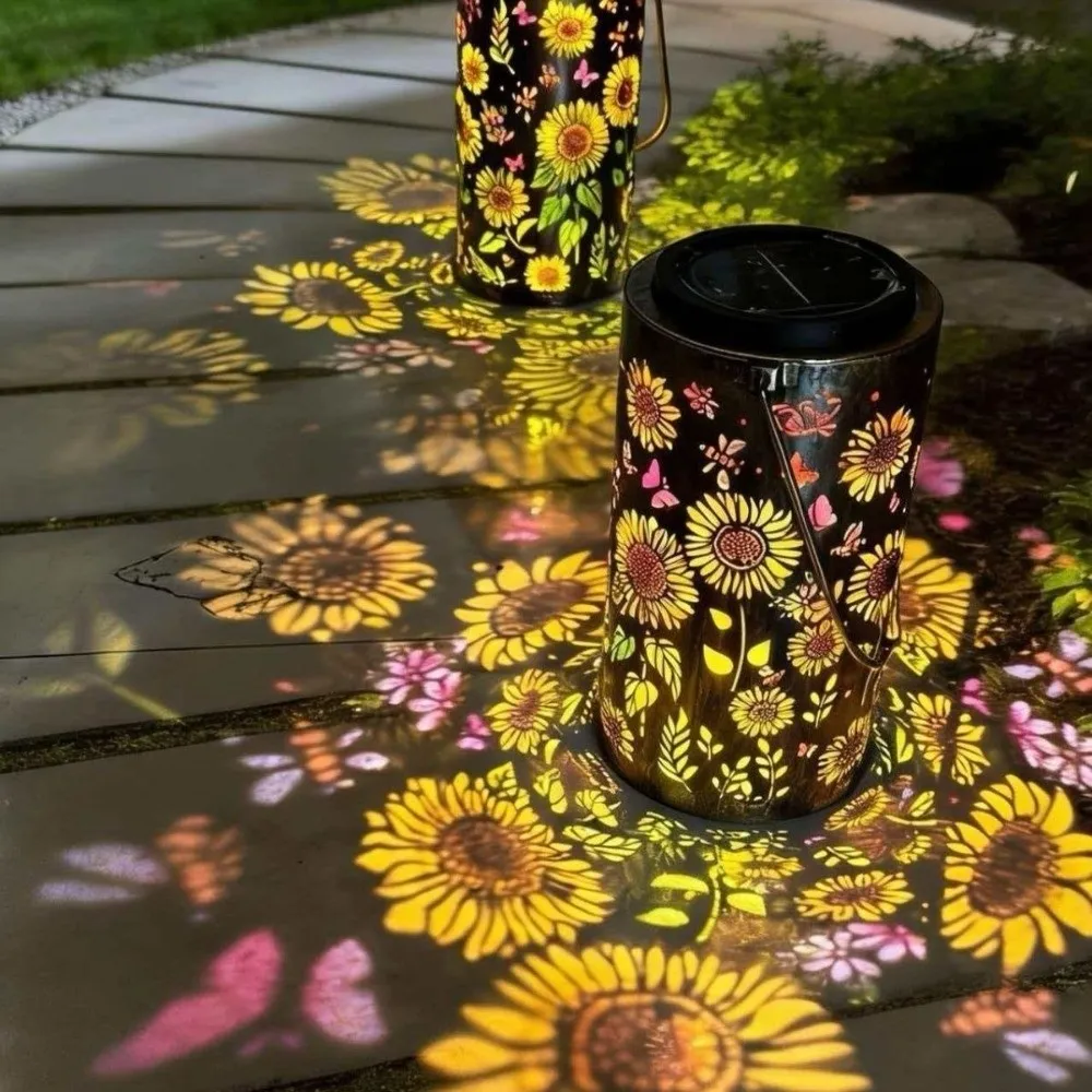 Waterproof Solar Sunflower Garden Light Hanging Iron Material Outdoor Landscape Lamp Projection Feature Solar Powered