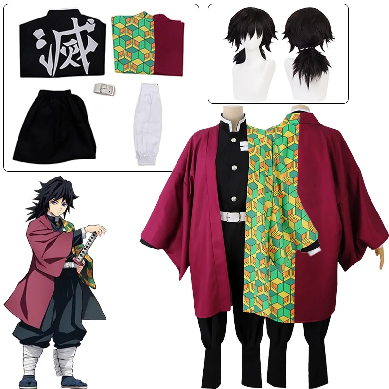 Anime pogromcy demonów Kimetsu No Yaiba Tomioka Giyuu przebranie na karnawał mężczyzn mundurek Kimono ubrania na przyjęcie bożonarodzeniowe Halloween