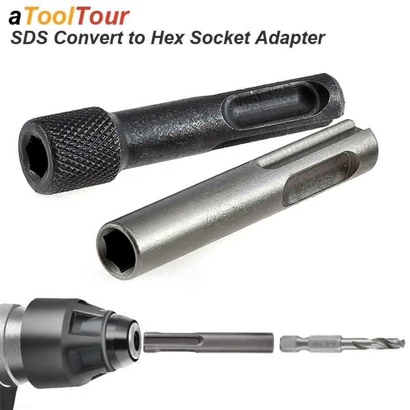 Electric Hammer Adapter Power Drill Screwdriver Converter SDS Plus Convert to 1/4 Hex Shank Magnetic Socket Nut Impact Driver