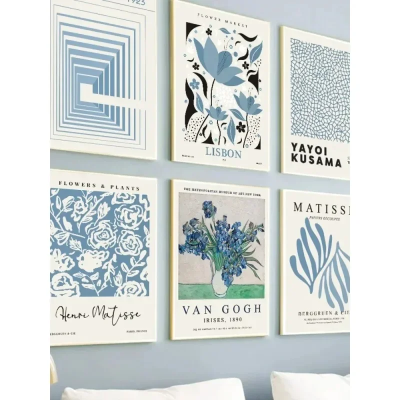 Blue Henri Matisse Yayoi Kusama Flower Market HD Wall Art Minimalist Print Canvas Painting Poster for Bedroom Modern Home Decor