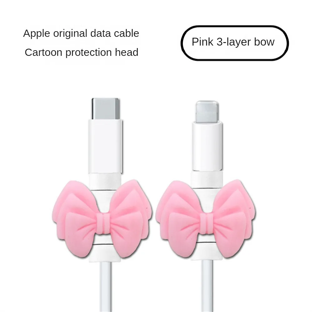 Cable Protector Cover Cute Bow Data Line Protective Sleeve for Mobile Cell Phone USB Charger Cord Winder Protection Accessories