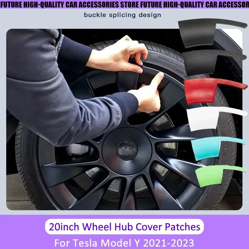 For Tesla Model Y 20 Inch Hub Cap Patch Wheel Protectors Abs Hubcap Stickers Luminous Wheel Hub Cover Fully Rimmed Hubcaps Auto