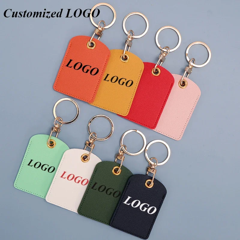 

Custom Logo Fashion Bus Door Card Protection Cover Leather Car Keychain Personalized Keyring Laser Engrave Key Ring Gift Bulk