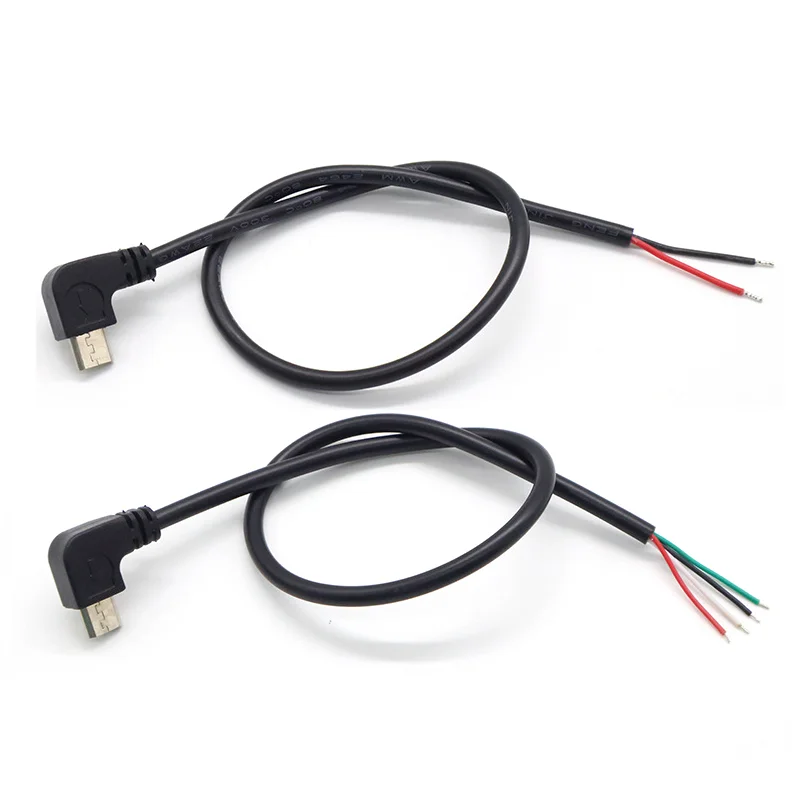  1PCS Type-C/ Micro USB Charger Connector Elbow Head Male Power Supply Extension Cable DIY Data Line  2Pin 4Pin