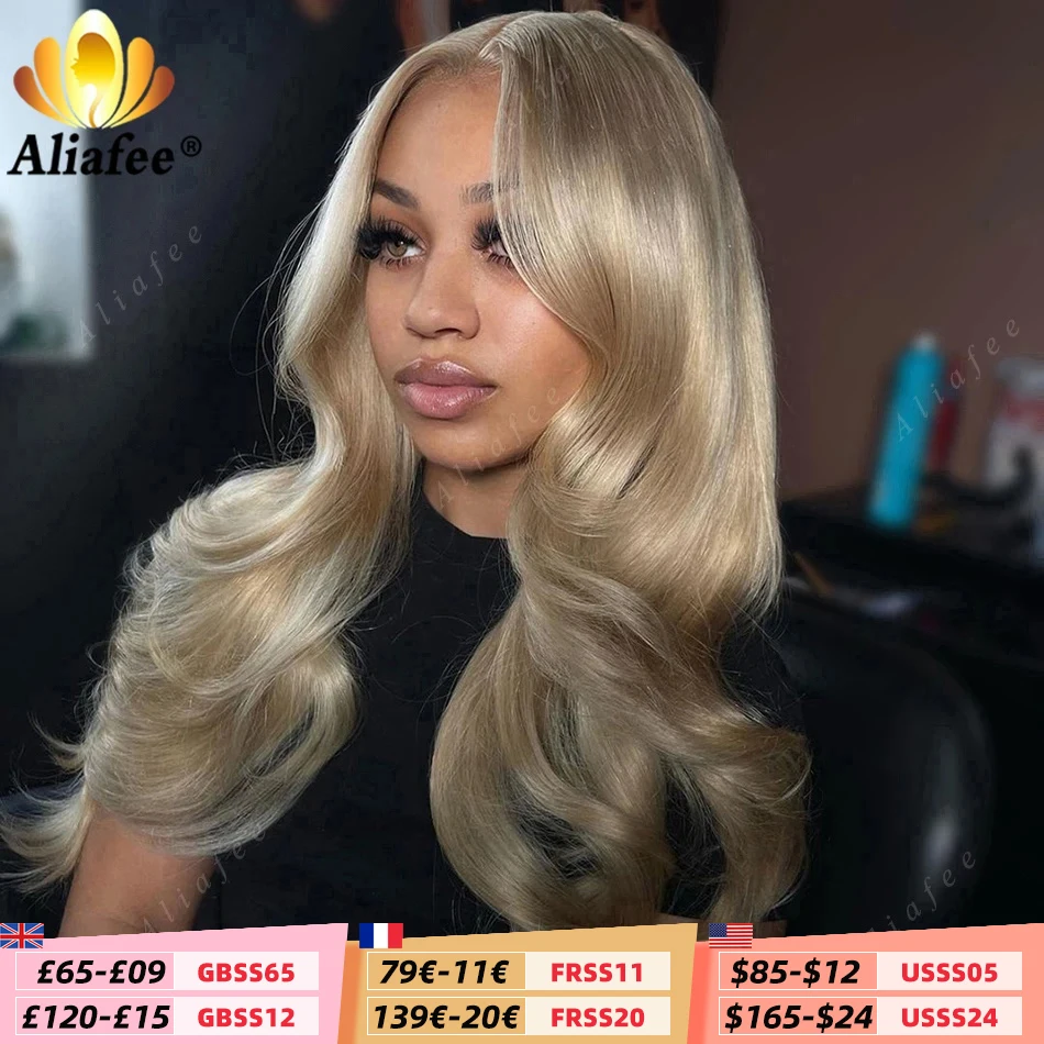 Transparent 13x6 Lace Frontal Wig Gray Ash Blonde Wig Highlight Wig Human Hair 13X4 Frontal Preplucked Wig For Women Stripe Wig