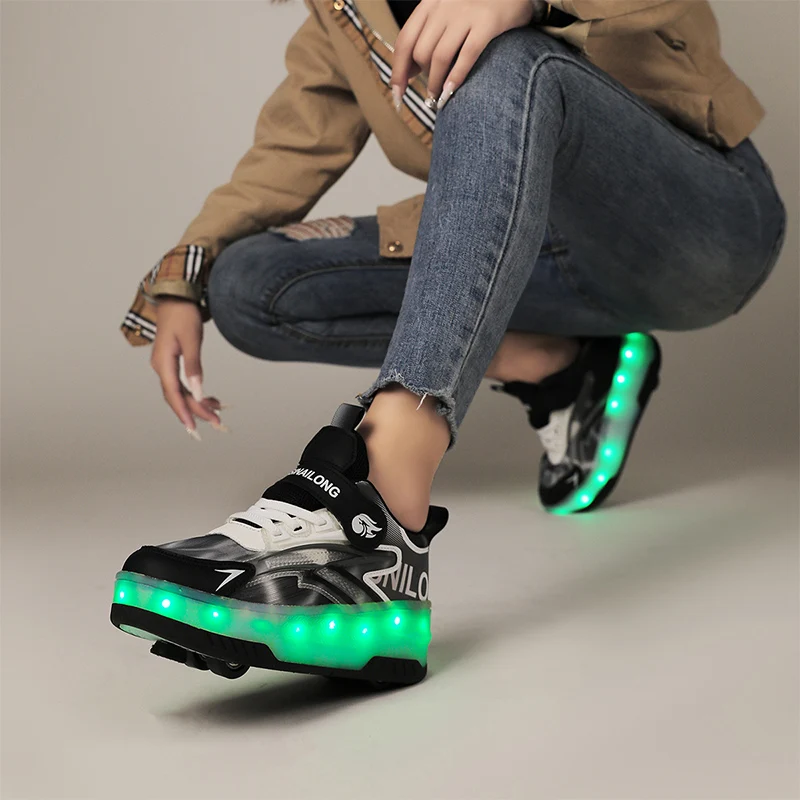 

4-Wheel Auto-Retractable Trendy shoes: Invisible Girls' Sneakers, Roller Skates for Kids, Adults & Boys