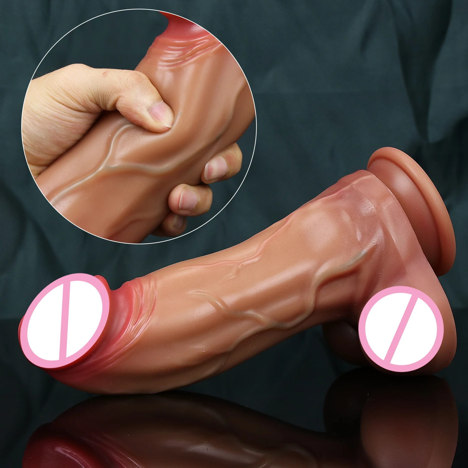 Huge Realistic Veins Thick Dildo Adult Sex Toy for Women Soft Double Silicone Vaginal Masturbators Penis Big Suction Cup Dick