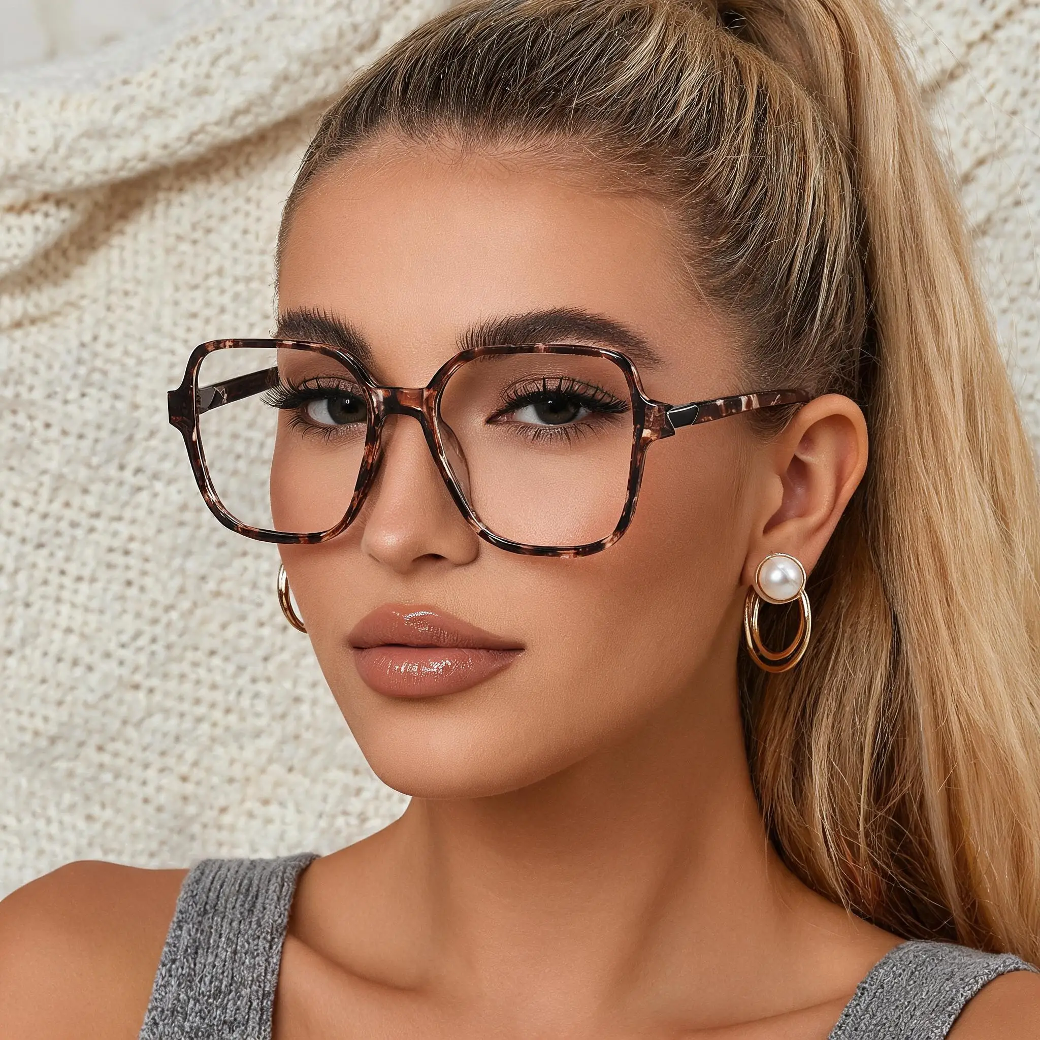 Nouvelles lunettes de soleil à monture carrée à la mode avec protection anti-lumière bleue, polyvalentes pour les visages ronds, lunettes 9052