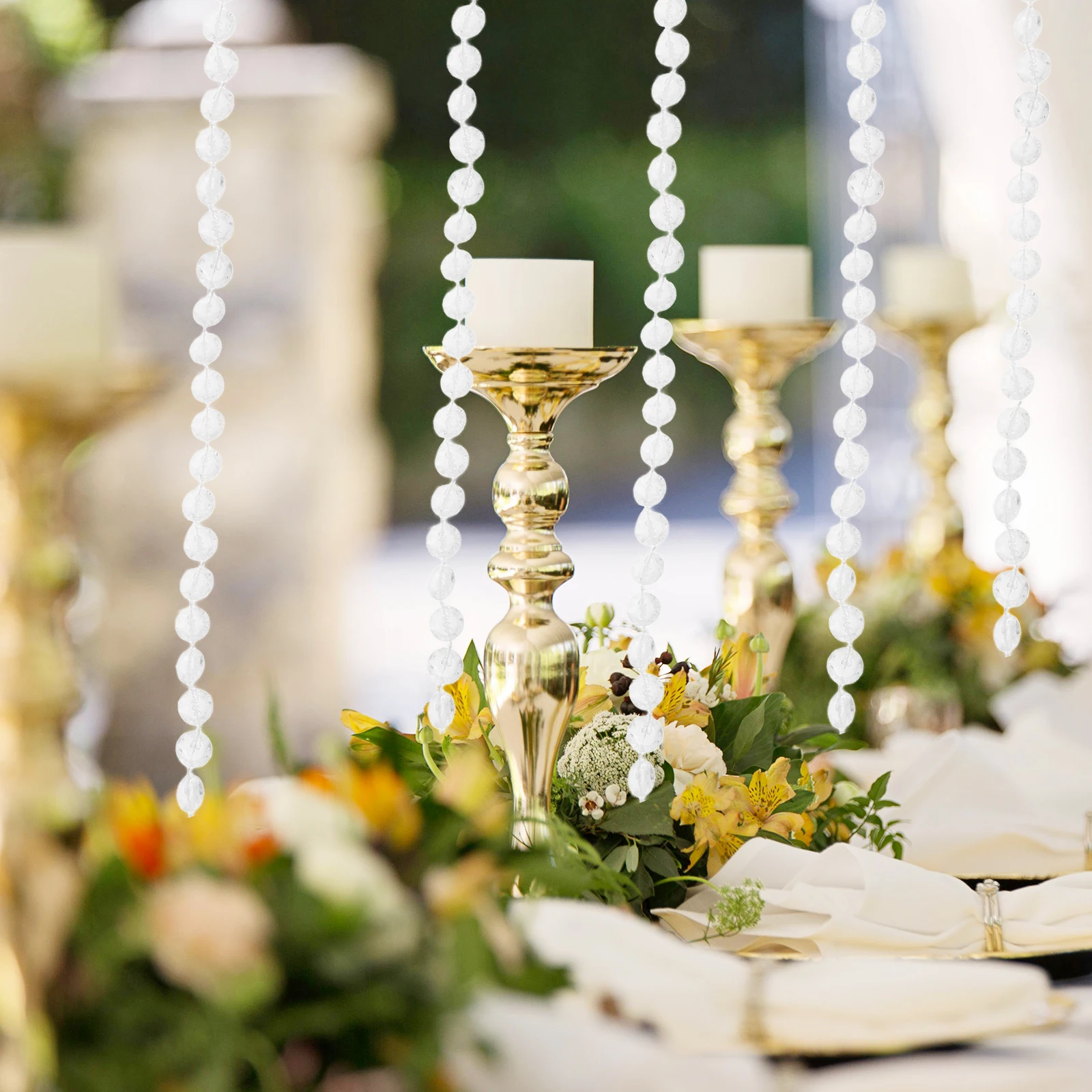 Grânulos de acrílico de cristal claro guirlanda artesanato diy decoração festa de casamento festivais contas transparentes fios cortinas penduradas natal