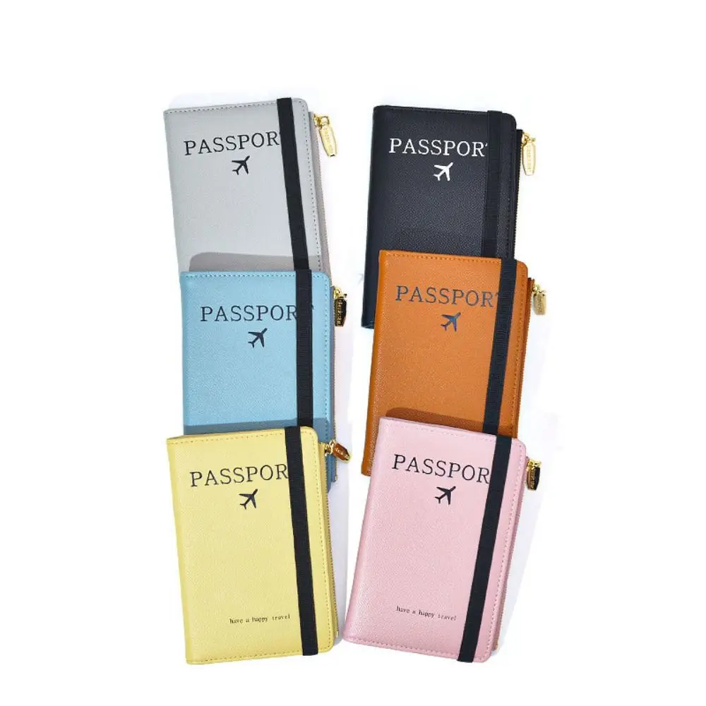 

Card Holder PU Passport Bag Zipper Purse Airplane Check-in Certificate Storage Bag RFID Anti-theft Multifunctional Passport Clip