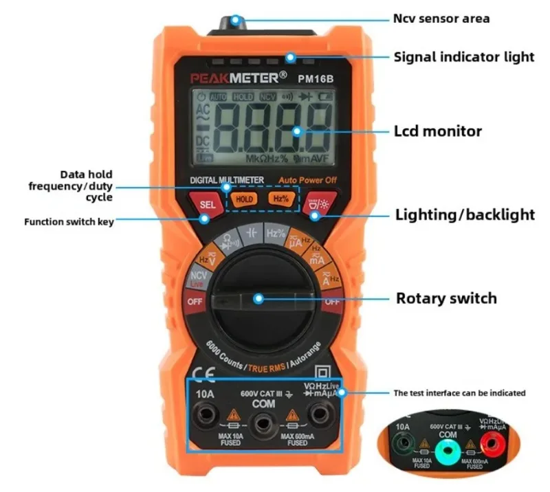 

PM16B Intelligent anti-burn multimeter digital high-precision automatic multimeter electrician maintenance meter home
