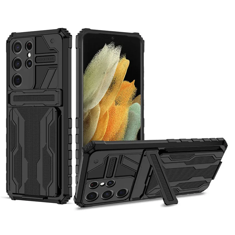 For Samsung Galaxy A02 A12 A32 4G Military Rugged Phone Case With Shock-Absorbent with Card Slot Wrist Strap Detachable Case
