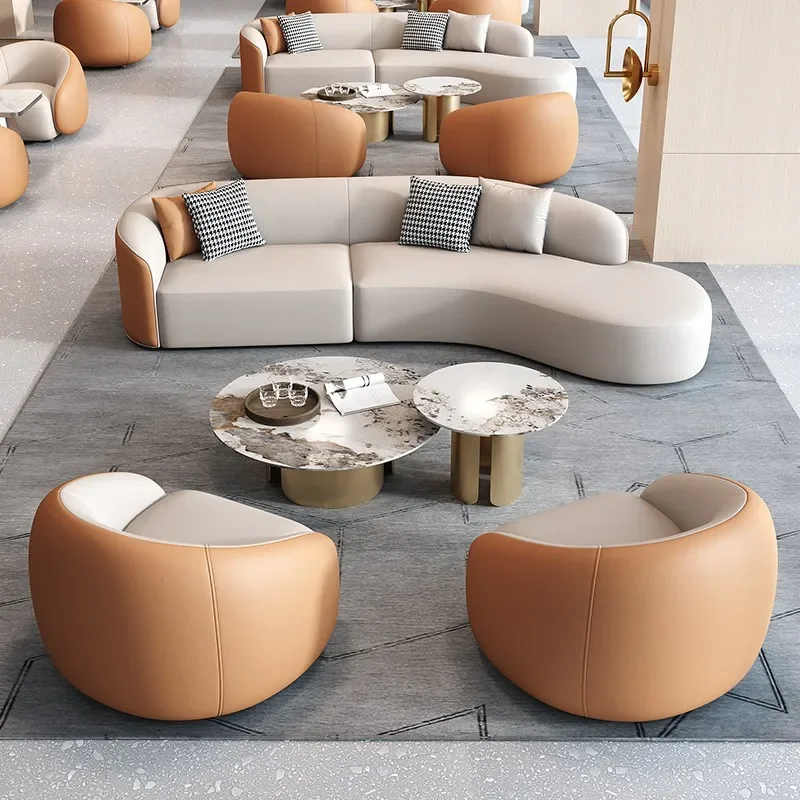 Sales Office Negotiate Sofa Hotel Lobby Lobby VIP Club Curved Rest Area Reception Customer Sales Department