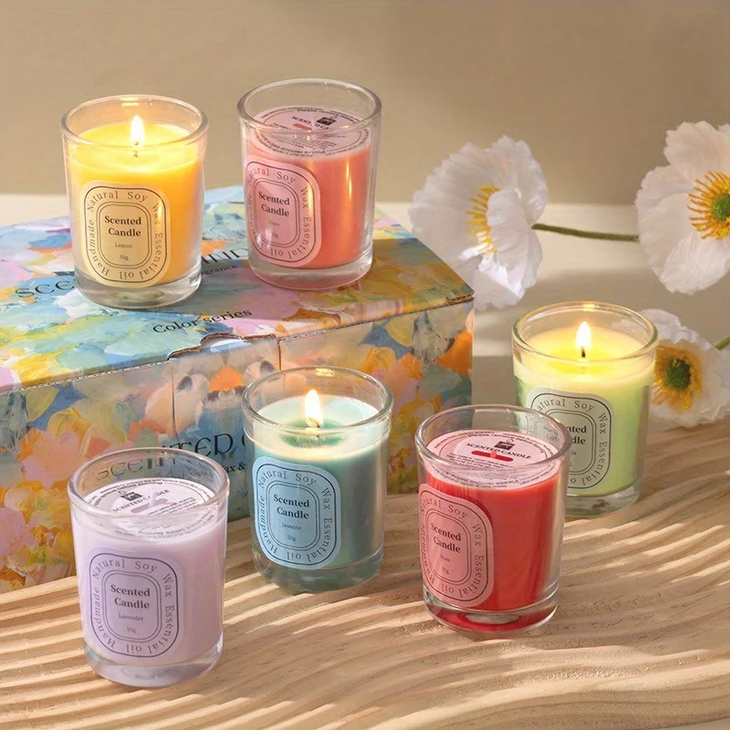 1/2 PCS Scented Candles Multi-Color Soy Wax Votive Candle for Home Decoration Candle Gifts Baskets for Valentine’s Day Christmas