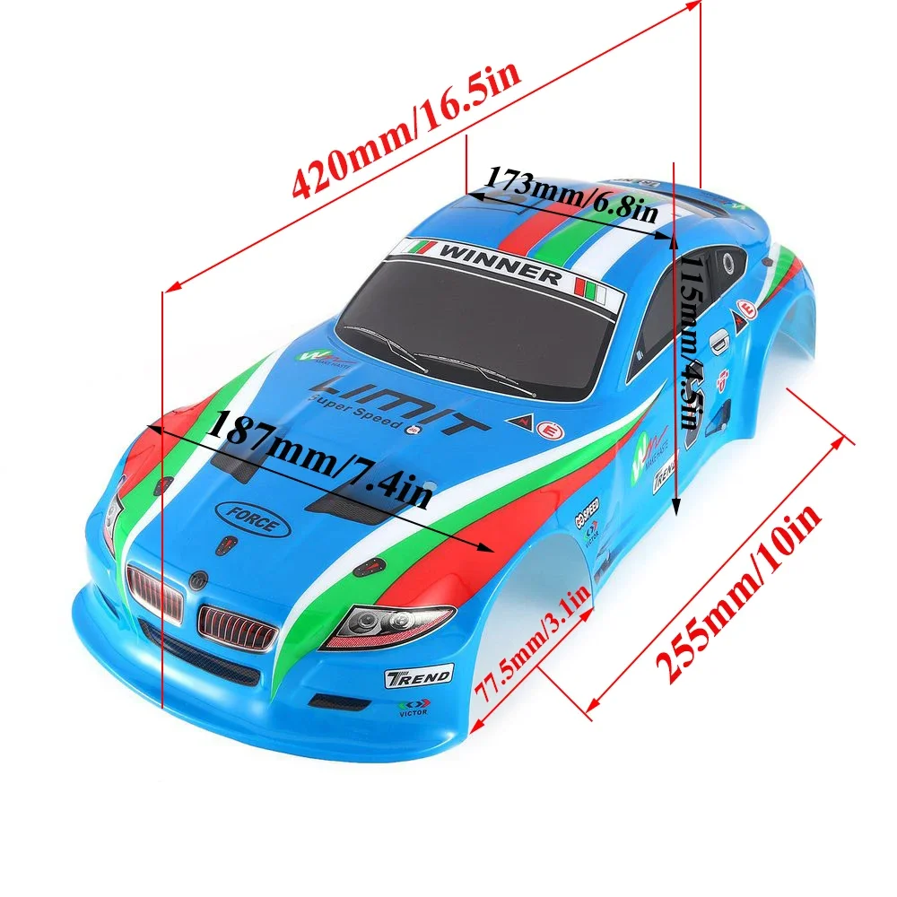 Coque de carrosserie de voiture RC 2023 avec aile, coque RC en PVC, boîte rigide pour voiture de dérive de loisir RC 1:10 largeur 180mm, nouveauté 1/10